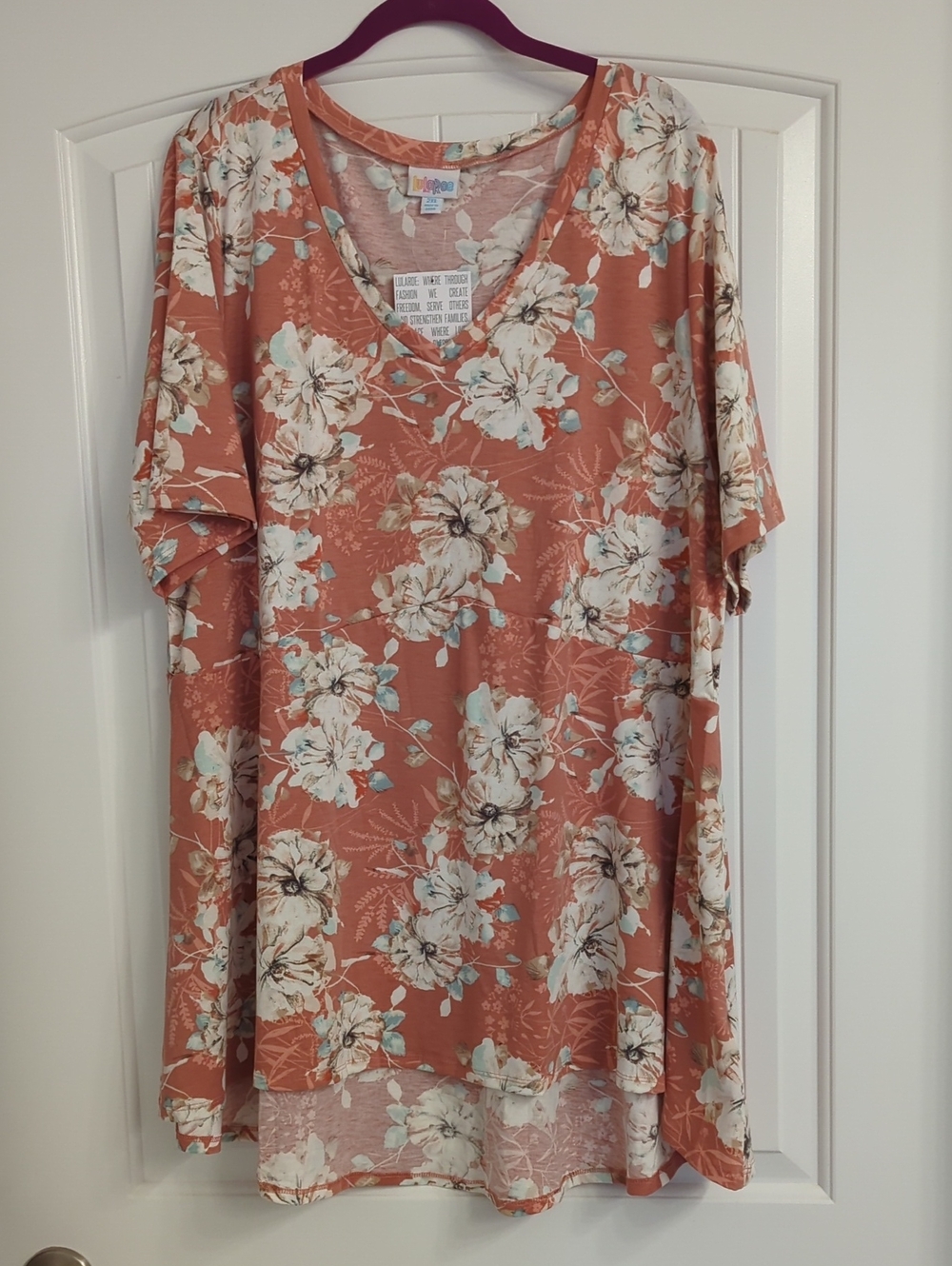 LuLaRoe Coral Floral V-Neck Tunic